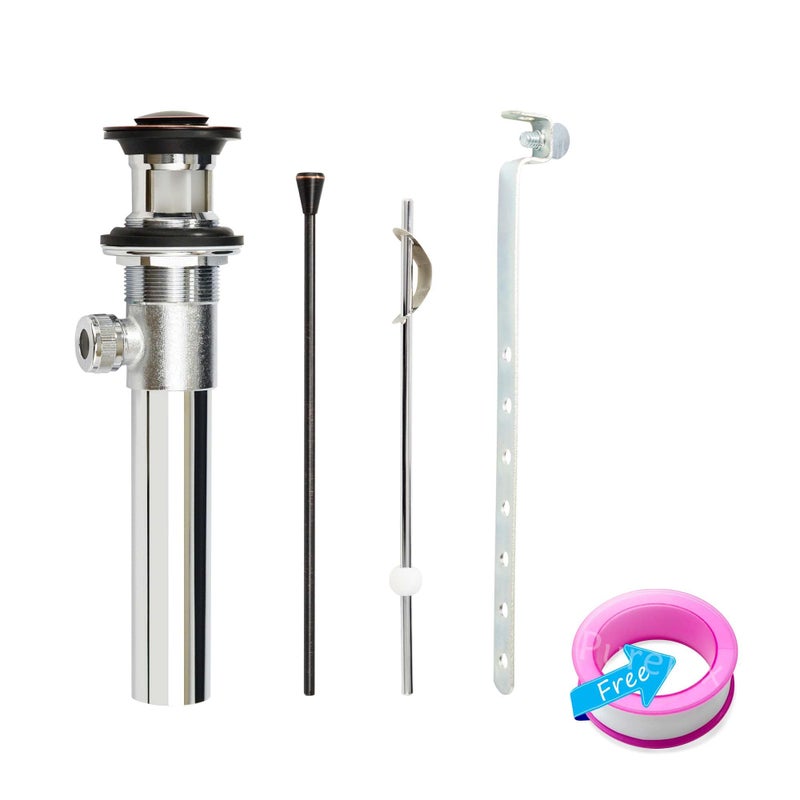 Purelux Bathroom Faucet Vanity Sink Metal Pop-Up Drain Stopper Assembly with Lift Rod and Overflow, Oil Rubbed Bronze Finish - Image 3